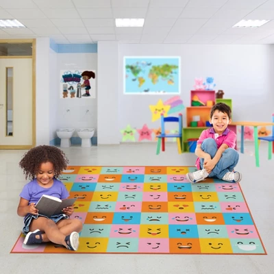 Deerlux 6 Ft. Social Distancing Colorful Kids Classroom Seating Area Rug, Emoji Mask Design 9 Deerlux 6 Ft. Social Distancing Colorful Kids Classroom Seating Area Rug, Emoji Mask Design - Image 7