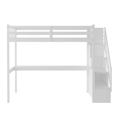 Twin Size Loft Bed With Staircase And Built-in Desk - ModernLuxe 6 Twin Size Loft Bed With Staircase And Built-in Desk - ModernLuxe - Image 4