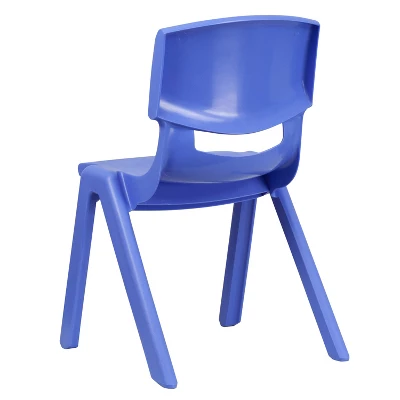 Flash Furniture 4 Pack Blue Plastic Stackable School Chair With 15.5'' Seat Height 8 Flash Furniture 4 Pack Blue Plastic Stackable School Chair With 15.5'' Seat Height - Image 6