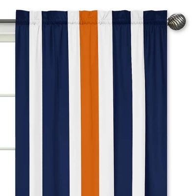 Navy & Orange Stripe Curtain Panels - Sweet Jojo Designs 4 Navy & Orange Stripe Curtain Panels - Sweet Jojo Designs - Image 2