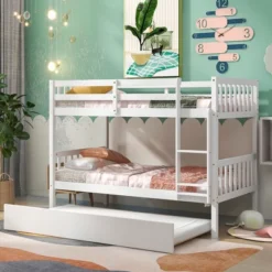 Twin Over Twin Wood Bunk Bed With Trundle, Safety Rail And Ladder-ModernLuxe 15 Twin Over Twin Wood Bunk Bed With Trundle, Safety Rail And Ladder-ModernLuxe -Children Furniture Store GUEST 3aa567b6 439d 4640 88b2 a0282a6ec70d