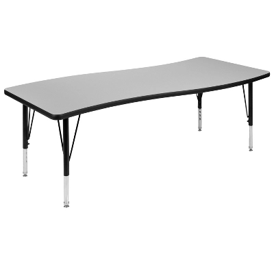 Flash Furniture 26"W X 60"L Rectangle Wave Flexible Collaborative Thermal Laminate Activity Table - Height Adjustable Short Legs 12 Flash Furniture 26"W X 60"L Rectangle Wave Flexible Collaborative Thermal Laminate Activity Table - Height Adjustable Short Legs - Image 10