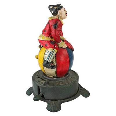 Design Toscano Spinning Acrobat Clown On Globe Authentic Iron Mechanical Bank 3 Design Toscano Spinning Acrobat Clown On Globe Authentic Iron Mechanical Bank