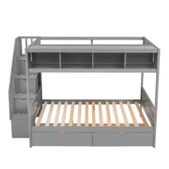 Twin Over Full Bunk Bed With Shelves, Storage Staircase And 2 Drawers - ModernLuxe 16 Twin Over Full Bunk Bed With Shelves, Storage Staircase And 2 Drawers - ModernLuxe -Children Furniture Store GUEST 40172507 d474 479c a68b 5c0cc0a22633