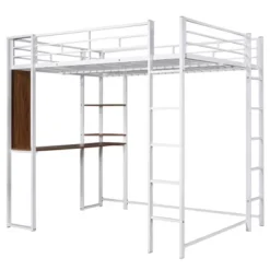 Full Size Metal Loft Bed With 2 Shelves And One Desk - ModernLuxe -Children Furniture Store GUEST 4129deac 40a8 48ff bdc9 282cac6ac47b