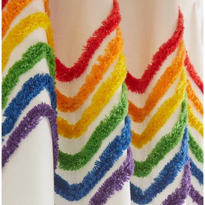 2pk Rainbow Tufted Striped Poletop Curtains - Dream Factory 5 2pk Rainbow Tufted Striped Poletop Curtains - Dream Factory - Image 3