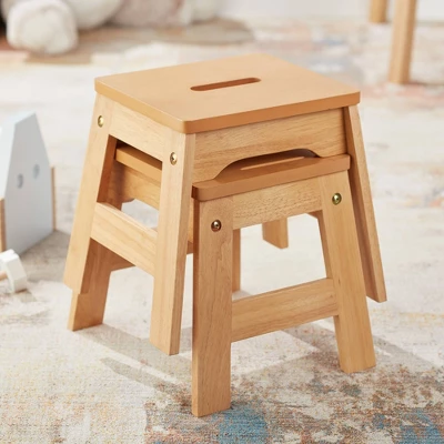 Melissa & Doug Wooden Stools - Set Of 2 - Natural 3 Melissa & Doug Wooden Stools - Set Of 2 - Natural