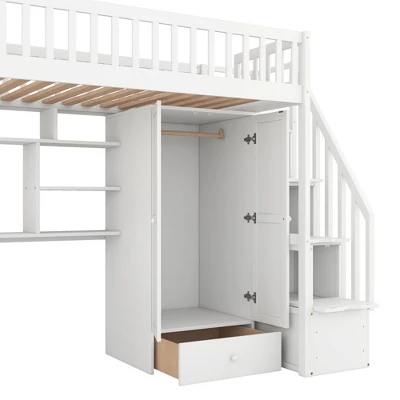 Twin Size Loft Bed With Shelf, Drawers, Desk And Wardrobe - ModernLuxe 10 Twin Size Loft Bed With Shelf, Drawers, Desk And Wardrobe - ModernLuxe - Image 8