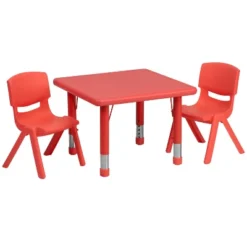 Flash Furniture 24" Square Plastic Height Adjustable Activity Table Set With 2 Chairs 24 Flash Furniture 24" Square Plastic Height Adjustable Activity Table Set With 2 Chairs -Children Furniture Store GUEST 44190d74 5583 4b7c ba5b 8ebf787a975e 1