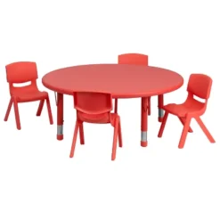 Flash Furniture 45" Round Plastic Height Adjustable Activity Table Set With 4 Chairs 21 Flash Furniture 45" Round Plastic Height Adjustable Activity Table Set With 4 Chairs -Children Furniture Store GUEST 460b6e5d b99d 437c 806d 0836284f2fa0