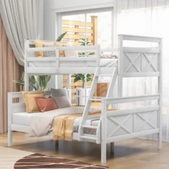 Twin Over Full Bunk Bed With Ladder And Safety Guardrail-ModernLuxe