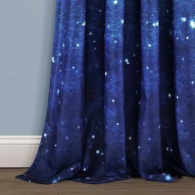 52"x84" Kids' Make A Wish Space Star Ombre Window Curtain Panels Navy/White Set - Lush Décor 5 52"x84" Kids' Make A Wish Space Star Ombre Window Curtain Panels Navy/White Set - Lush Décor - Image 3