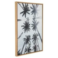 Palm Trees Framed Canvas Art Natural (33"x23") - Uniek