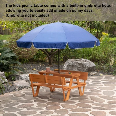 Gardenised Wooden Kids Picnic Table Bench With Backrest, Outdoor Children's Backyard Table, Crafting, Dining, And Playtime Patio Table 9 Gardenised Wooden Kids Picnic Table Bench With Backrest, Outdoor Children's Backyard Table, Crafting, Dining, And Playtime Patio Table - Image 7