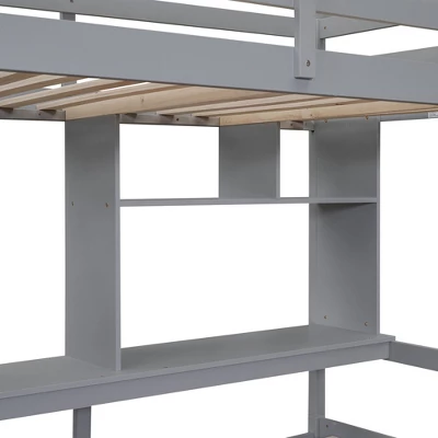 Twin Over Full Bunk Bed With Storage Stairs, Desk, Shelves And Hanger - ModernLuxe 13 Twin Over Full Bunk Bed With Storage Stairs, Desk, Shelves And Hanger - ModernLuxe - Image 11