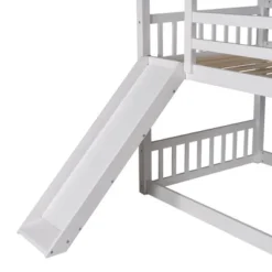 Twin Over Twin House Shaped Bunk Bed With Convertible Slide And Ladder-ModernLuxe -Children Furniture Store GUEST 48affcaa ad57 48db 8c32 e359ad54ba59