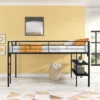 Metal Twin Size Low Loft Bed With Storage Shelf And Stairs, Black - ModernLuxe -Children Furniture Store GUEST 48e49b79 4cfa 4ccc b756 d956b4ac186c