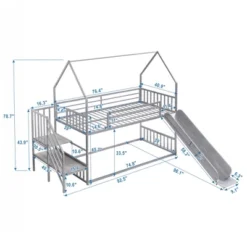 Twin Over Twin Metal Bunk Bed House Bed With Slide And Staircase-ModernLuxe 14 Twin Over Twin Metal Bunk Bed House Bed With Slide And Staircase-ModernLuxe -Children Furniture Store GUEST 4ab0ba1a bc59 4422 802e 263d52ad637a