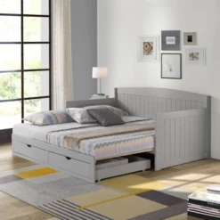 King Harmony Daybed With Conversion Dove Gray - Alaterre Furniture -Children Furniture Store GUEST 4c6a1422 7b3f 40ec ba3a 7b0288f1e89f