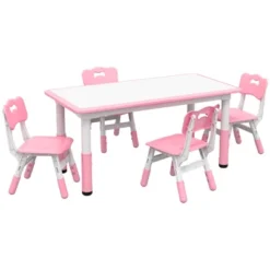 Qaba Kids Table And Chair Set With 4 Chairs, Adjustable Height, Easy To Clean Table Surface, For 1.5 - 5 Years Old 15 Qaba Kids Table And Chair Set With 4 Chairs, Adjustable Height, Easy To Clean Table Surface, For 1.5 - 5 Years Old -Children Furniture Store GUEST 4d925f3a d95f 4561 b191 4b29f23128fa