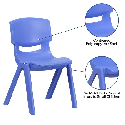 Emma And Oliver 4 Pack Plastic Stackable K-2 School Chair With 13.25"H Seat 4 Emma And Oliver 4 Pack Plastic Stackable K-2 School Chair With 13.25"H Seat - Image 2