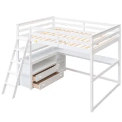 Full Size Loft Bed With Desk, Shelf And Two Built-in Drawers - ModernLuxe 15 Full Size Loft Bed With Desk, Shelf And Two Built-in Drawers - ModernLuxe -Children Furniture Store GUEST 4ec9675e 6538 4788 aef0 dc0558b0e140