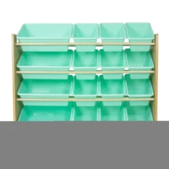 Toy Organizer With 16 Storage Bins Natural/Mint - Humble Crew