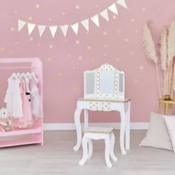 Fashion Polka Dot Gisele Play Vanity Set With Led Mirror White/Gold - Teamson Kids 30 Fashion Polka Dot Gisele Play Vanity Set With Led Mirror White/Gold - Teamson Kids -Children Furniture Store GUEST 5126d27d 9eae 4c46 b917 63a03d288f13