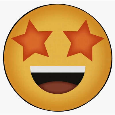 Deerlux Emoji Style Round Funny Smiley Face Kids Area Rug, Star Eyes Emoji Rug 4 Deerlux Emoji Style Round Funny Smiley Face Kids Area Rug, Star Eyes Emoji Rug - Image 2