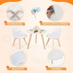 Costway Kids Table & 2 Chairs Set Modern Activity Play Table W/Beech Leg Cushion -Children Furniture Store GUEST 52b88848 1c98 48fd 875d a350646ab1c3