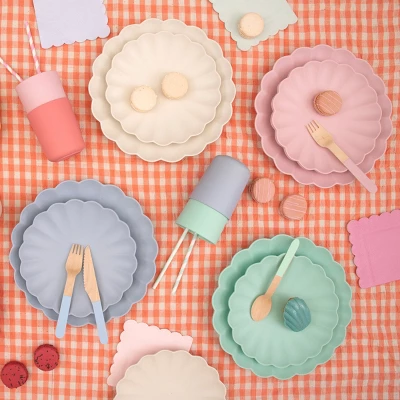 Meri-Meri Meri Meri Small Pink Reusable Bamboo Plates (Pack Of 6) 6 Meri-Meri Meri Meri Small Pink Reusable Bamboo Plates (Pack Of 6) - Image 4