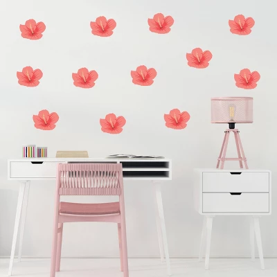Tropical Flowers (Hibiscus) Wall Decor - Decalcomania 4 Tropical Flowers (Hibiscus) Wall Decor - Decalcomania - Image 2
