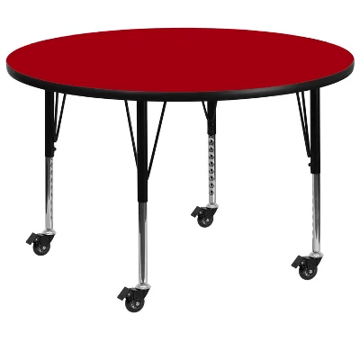 Flash Furniture Mobile 48'' Round Thermal Laminate Activity Table - Height Adjustable Short Legs 4 Flash Furniture Mobile 48'' Round Thermal Laminate Activity Table - Height Adjustable Short Legs - Image 2