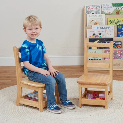 ECR4Kids Three Rung Ladderback Chairs With Storage, 2-Pack - Natural 5 ECR4Kids Three Rung Ladderback Chairs With Storage, 2-Pack - Natural - Image 3