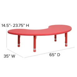 Flash Furniture 35"W X 65"L Half-Moon Plastic Height Adjustable Activity Table 17 Flash Furniture 35"W X 65"L Half-Moon Plastic Height Adjustable Activity Table -Children Furniture Store GUEST 595712a0 3678 431e ada6 f18d62b22295