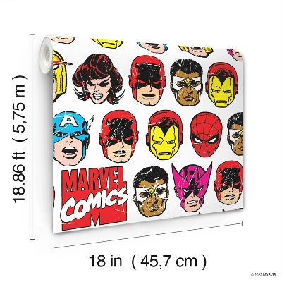 Marvel Comics Classic Faces Peel & Stick Wallpaper - RoomMates 3 Marvel Comics Classic Faces Peel & Stick Wallpaper - RoomMates
