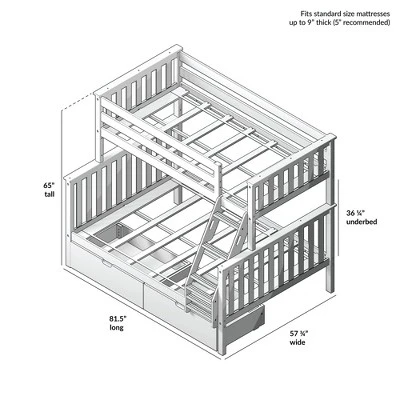 Max & Lily Twin Over Full Staircase Bunk Bed With Storage Drawers 7 Max & Lily Twin Over Full Staircase Bunk Bed With Storage Drawers - Image 5