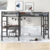 Metal Twin Size Loft Bed With Two Built-in Desks, Black - ModernLuxe 1 Metal Twin Size Loft Bed With Two Built-in Desks, Black - ModernLuxe -Children Furniture Store GUEST 5fab4158 db25 4b12 bd23 7c738cd3a0ea