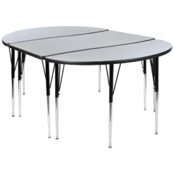Flash Furniture 3 Piece 76" Oval Wave Flexible Grey Thermal Laminate Activity Table Set - Standard Height Adjustable Legs -Children Furniture Store GUEST 608cea78 959e 4231 bd63 6e84ac1631f2
