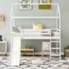 Twin Size House Shape Loft Bed With Slides, White - ModernLuxe