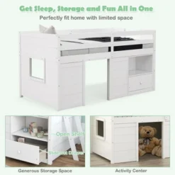 Costway Twin Size Low Loft Bed With Storage Drawer Activity Center Solid Wood Bed Frame 16 Costway Twin Size Low Loft Bed With Storage Drawer Activity Center Solid Wood Bed Frame -Children Furniture Store GUEST 641cc655 85eb 413b 852e 527584b15ab3