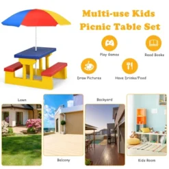 Costway Kids Picnic Table Set W/Removable Umbrella Indoor Outdoor Garden Patio 13 Costway Kids Picnic Table Set W/Removable Umbrella Indoor Outdoor Garden Patio -Children Furniture Store GUEST 67260cd6 805b 40d6 8820 4ead705fdc5c