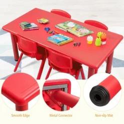 Costway Kids Plastic Rectangular Learn And Play Table Playroom Kindergarten Home Red 16 Costway Kids Plastic Rectangular Learn And Play Table Playroom Kindergarten Home Red -Children Furniture Store GUEST 675679d4 b25d 4b43 a483 ebccd3cb01ab
