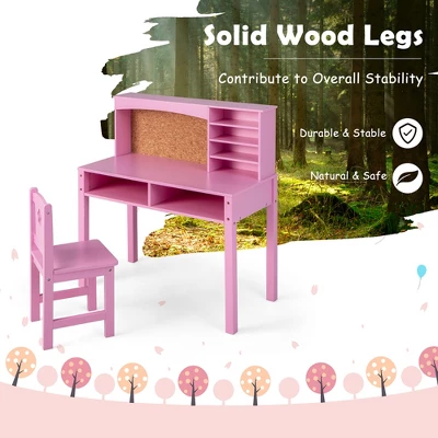 Costway Kids Desk And Chair Set Study Writing Workstation With Hutch & Bulletin Board 8 Costway Kids Desk And Chair Set Study Writing Workstation With Hutch & Bulletin Board - Image 6