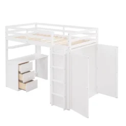 Twin Size Loft Bed With Drawers, Desk And Wardrobe-ModernLuxe -Children Furniture Store GUEST 68288c46 de8e 459c b540 ac0ab0dcea05