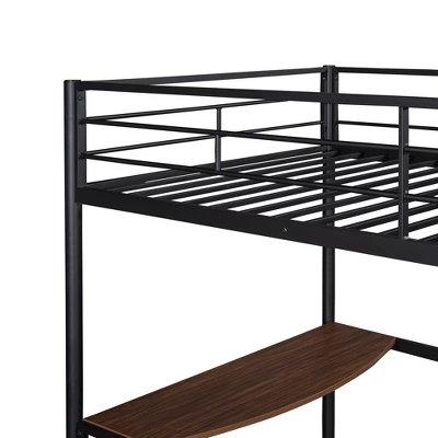 Twin Size Metal Loft Bed With Desk, Ladder And Railing - ModernLuxe 11 Twin Size Metal Loft Bed With Desk, Ladder And Railing - ModernLuxe - Image 9