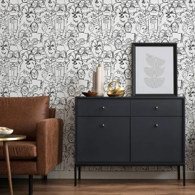 Star Wars Saga Line Sketches Peel And Stick Wallpaper Gray - RoomMates 4 Star Wars Saga Line Sketches Peel And Stick Wallpaper Gray - RoomMates - Image 2