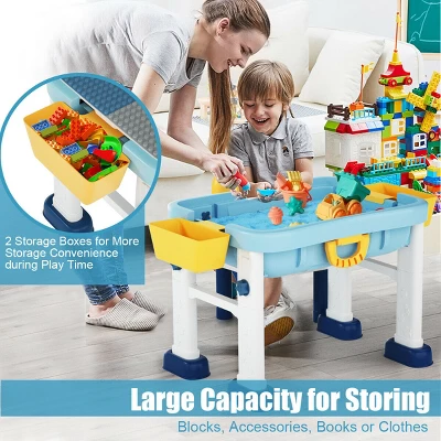 Costway 6 In 1 Kids Activity Table Set W/ Chair Toddler Luggage Building Block Table 4 Costway 6 In 1 Kids Activity Table Set W/ Chair Toddler Luggage Building Block Table - Image 2