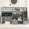 Twin Size Wood Loft Bed With Pullable Desk, Storage Shelves,Staircase And Blackboard-ModernLuxe -Children Furniture Store GUEST 6b89eff6 3f55 4dbb 9575 8bde8a716e6d
