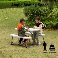 Foldable White Kids' Picnic Table Bench Outdoor Portable Children's Backyard Table, Crafting, Dining, And Playtime Patio Table 14 Foldable White Kids' Picnic Table Bench Outdoor Portable Children's Backyard Table, Crafting, Dining, And Playtime Patio Table -Children Furniture Store GUEST 6d36c931 4601 46f7 b622 6c2c792bf4af